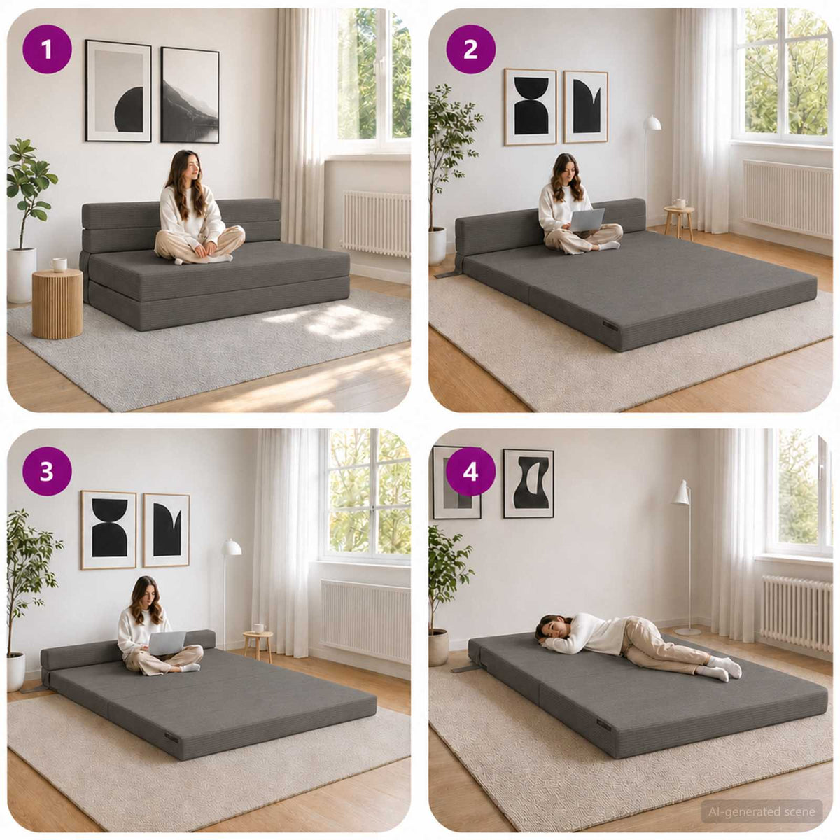 Sofa na razvlačenje Tamnosiva 152 x 86,5 x 60 cm Tkanina
