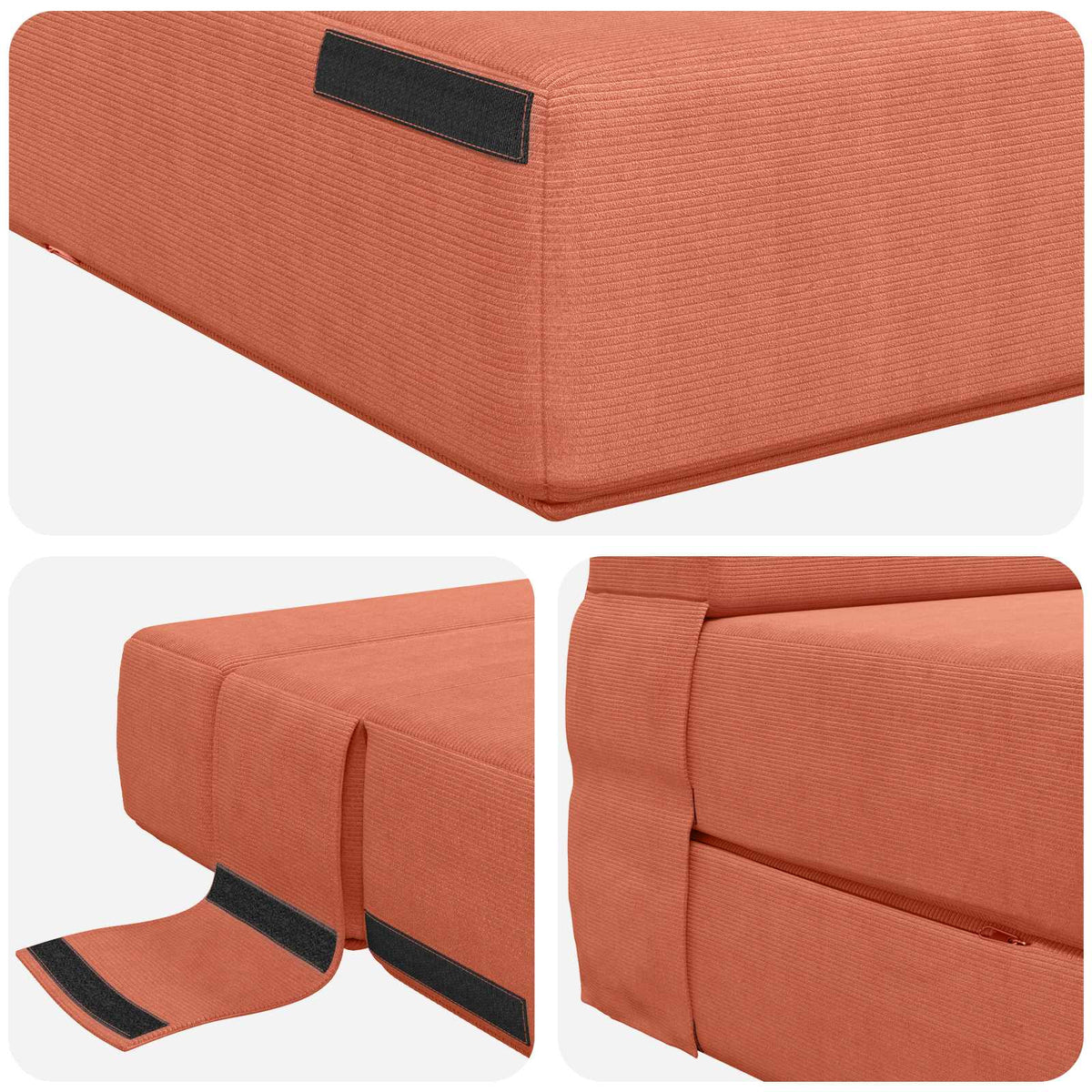 Preklopni madrac za sofu Crvena narančasta 152 x 86,5 x 60 cm