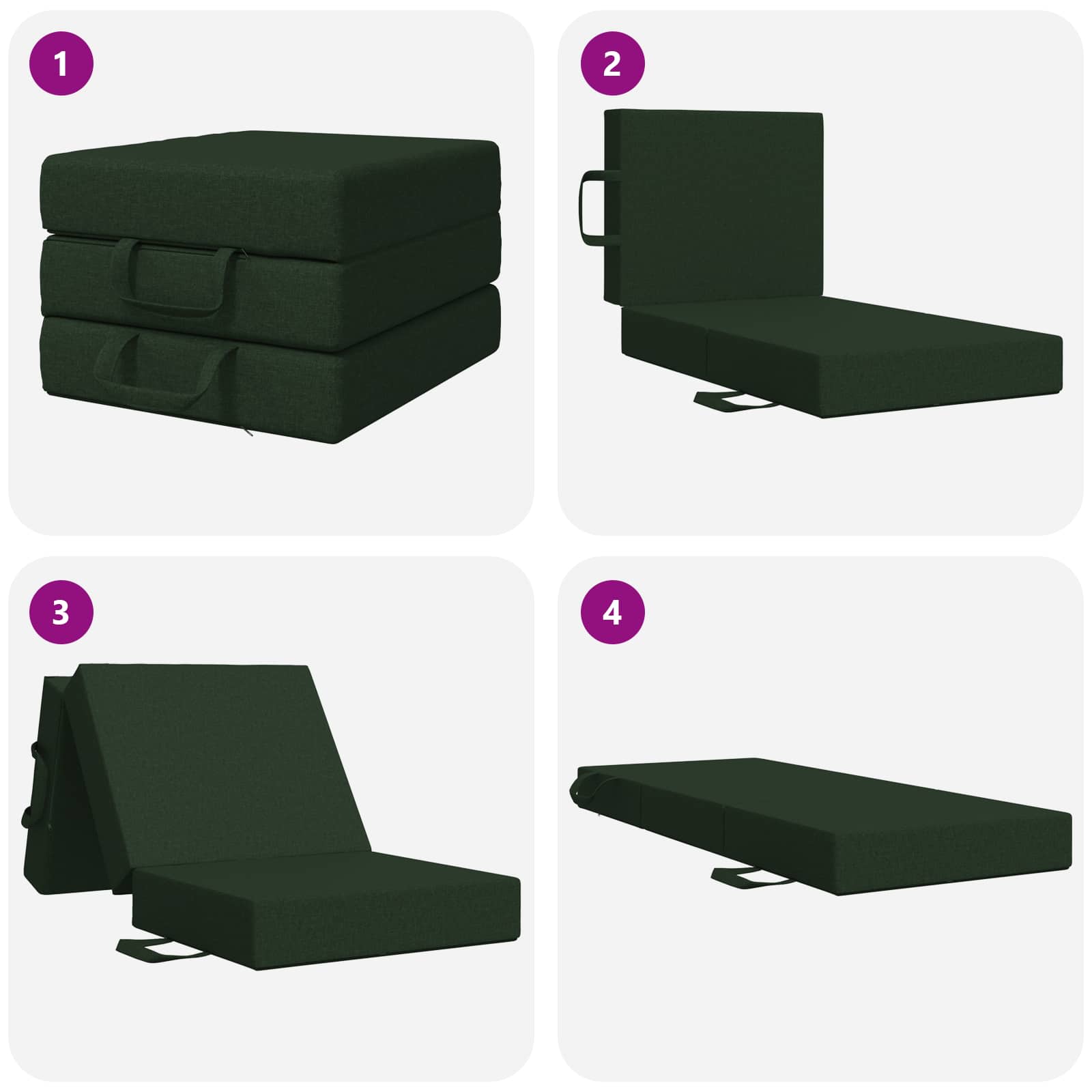 Sofa na razvlačenje 75 x 63 x 45 cm Tamnozelena