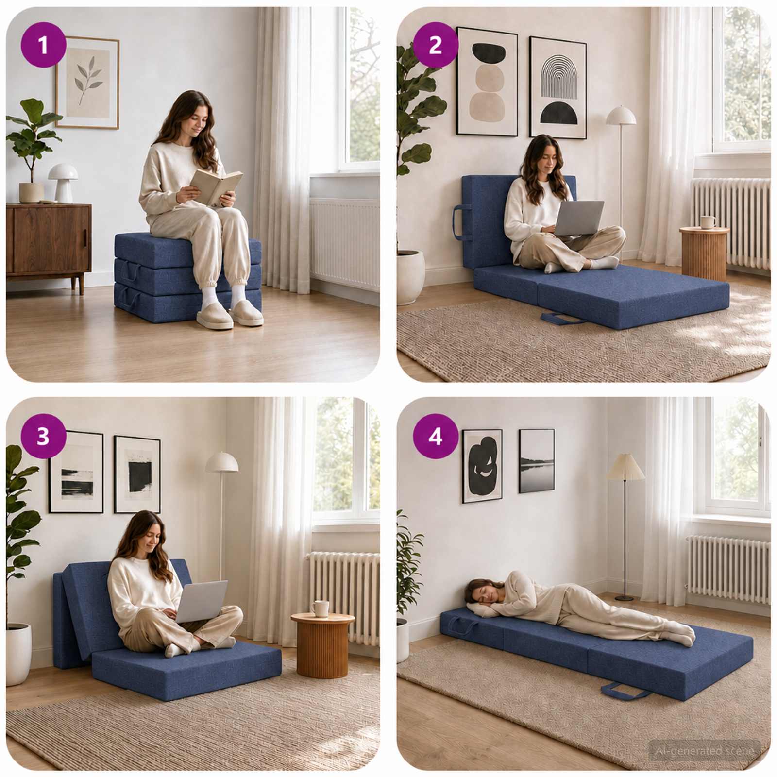 Sofa na razvlačenje 75 x 63 x 45 cm Plava