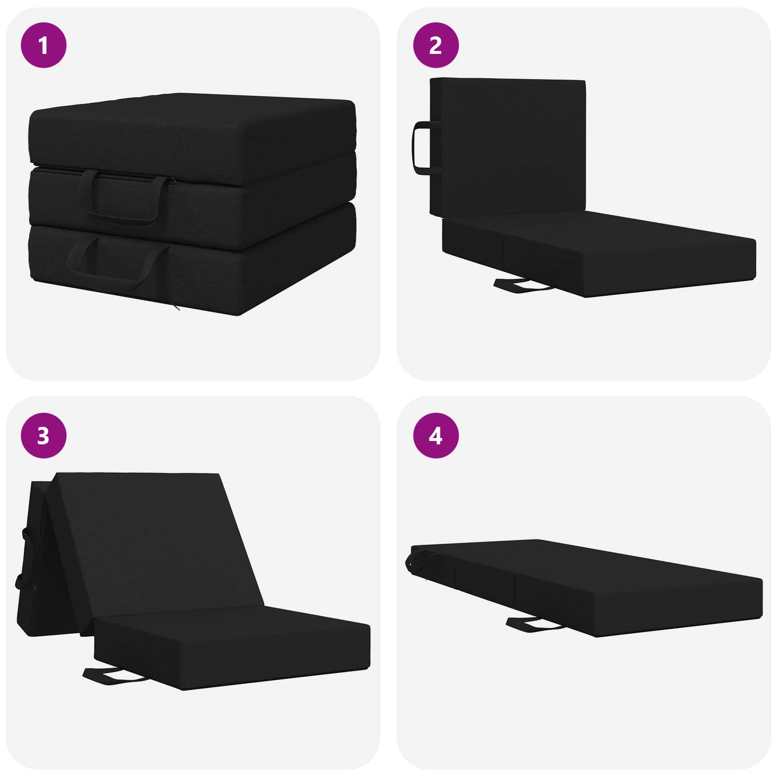 Sofa na razvlačenje 90 x 63 x 45 cm Crna