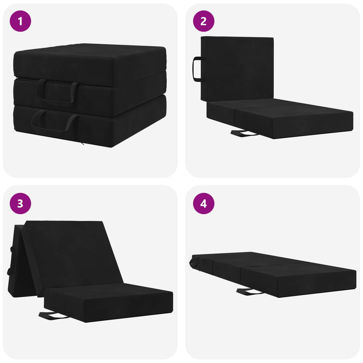 Sofa na razvlačenje 75 x 67 x 45 cm Crna