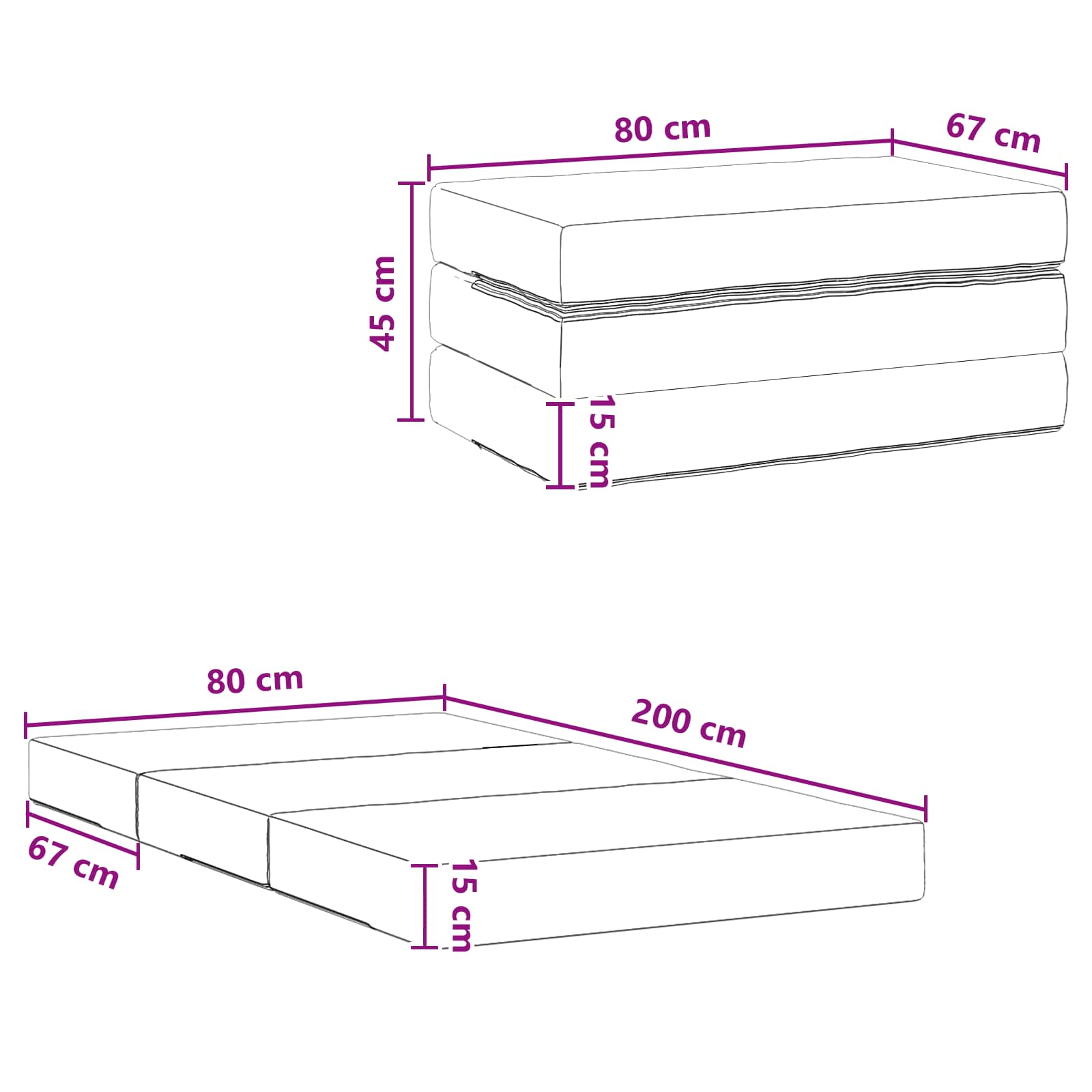 Sofa na razvlačenje 80 x 67 x 45 cm Svjetlosiva