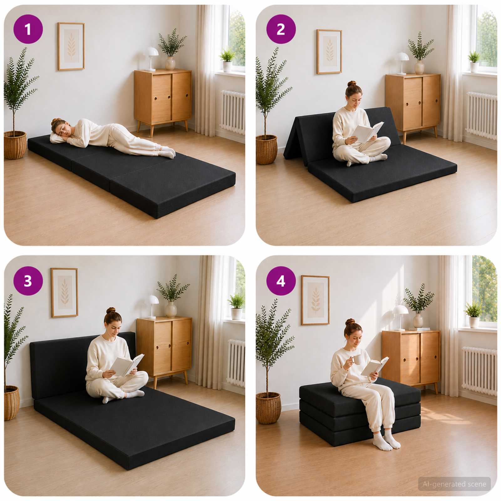 Sofa na razvlačenje 80 x 67 x 45 cm Crna