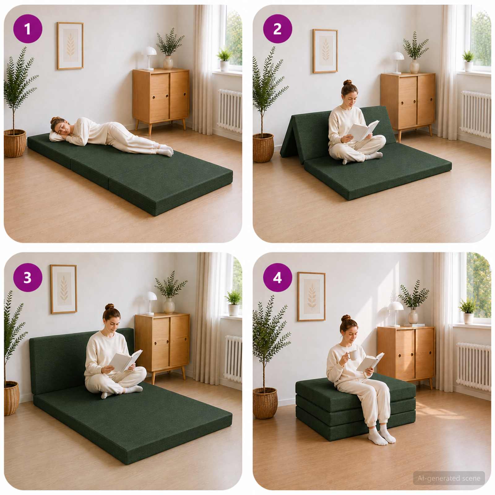 Sofa na razvlačenje 90 x 67 x 45 cm Tamnozelena