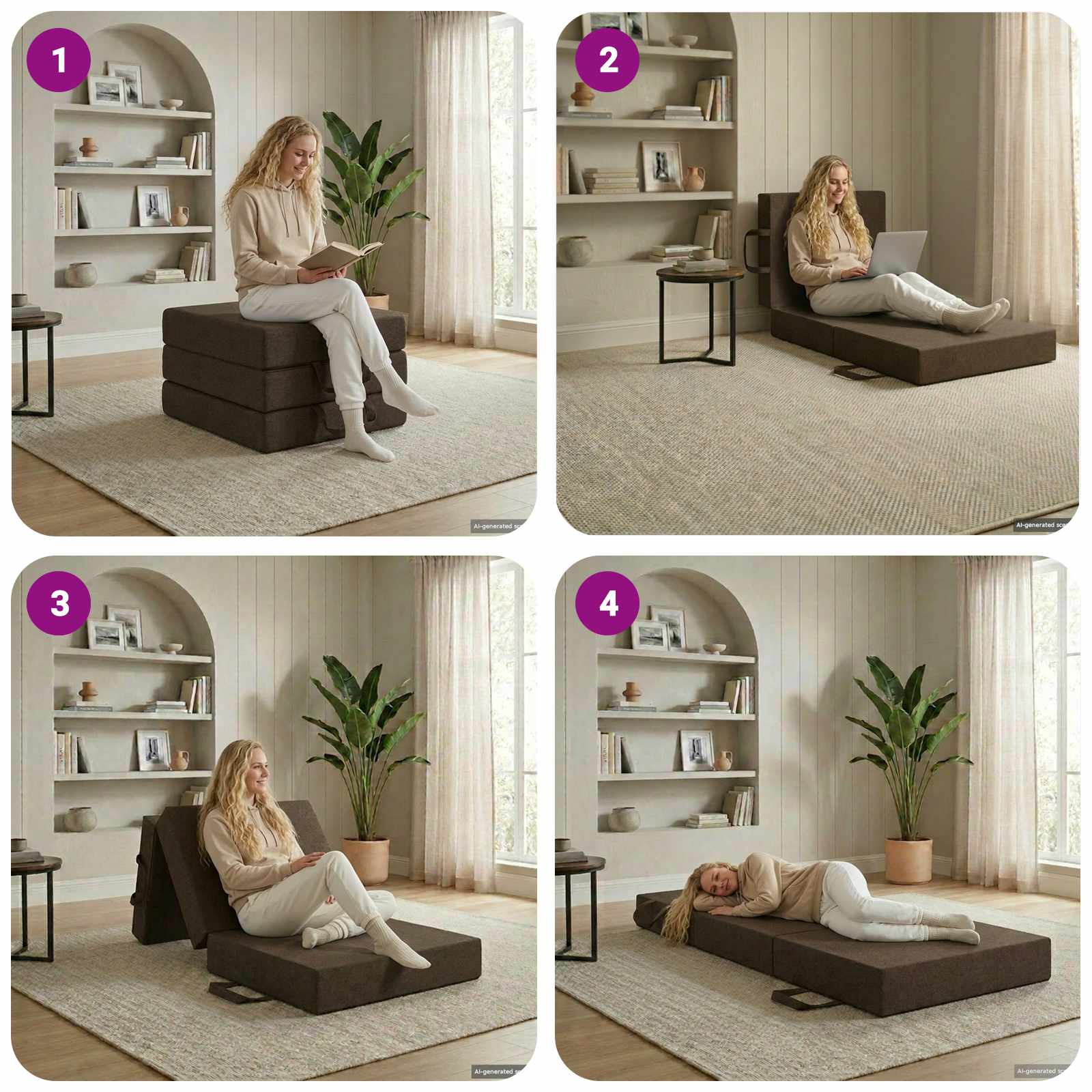 Sofa na razvlačenje 90 x 67 x 45 cm Sivosmeđa