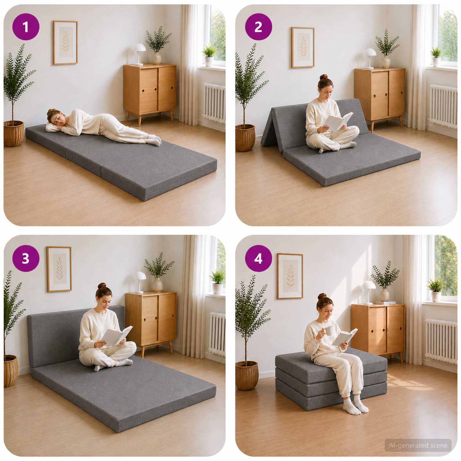 Sofa na razvlačenje 100 x 67 x 45 cm Svjetlosiva
