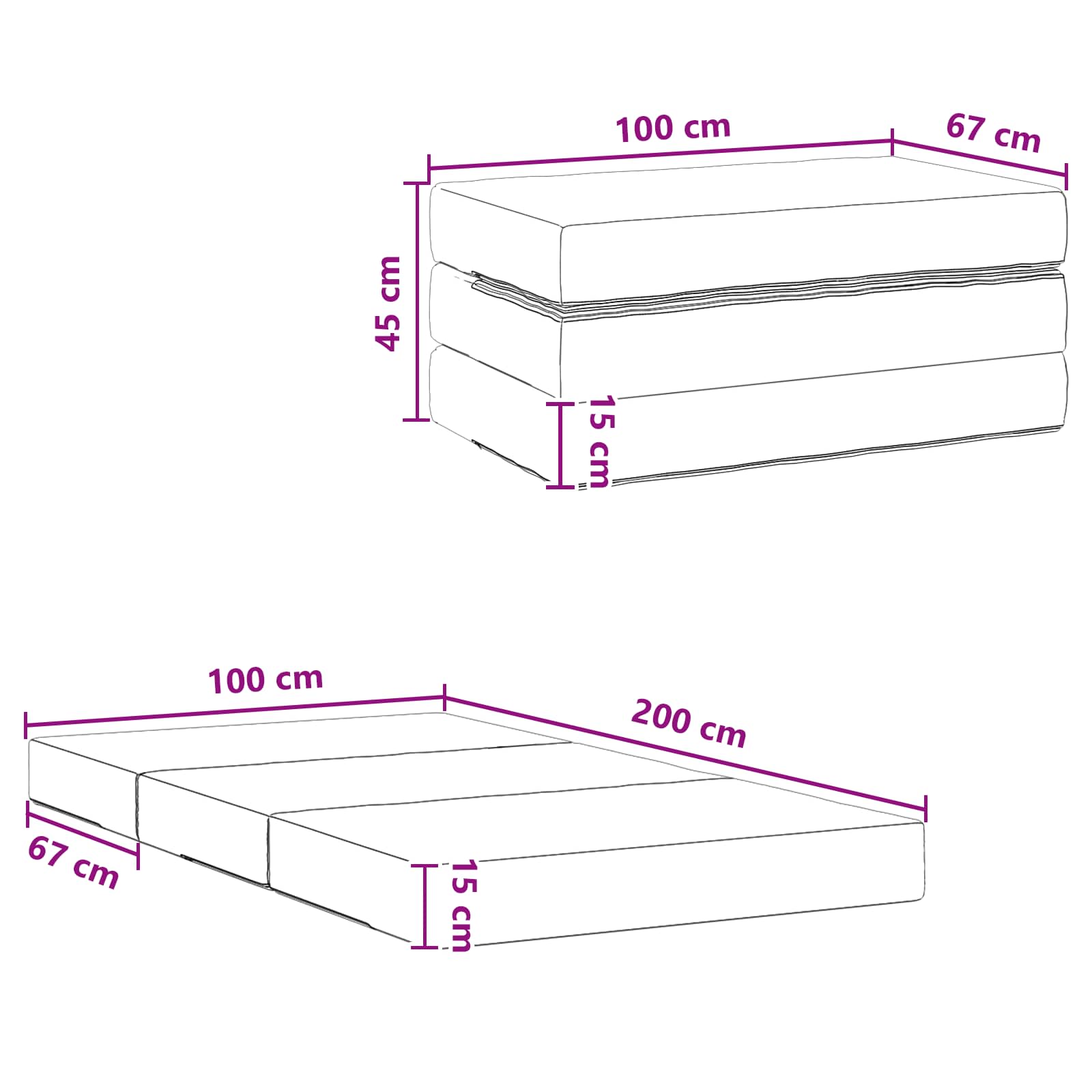 Sofa na razvlačenje 100 x 67 x 45 cm Tamnosiva
