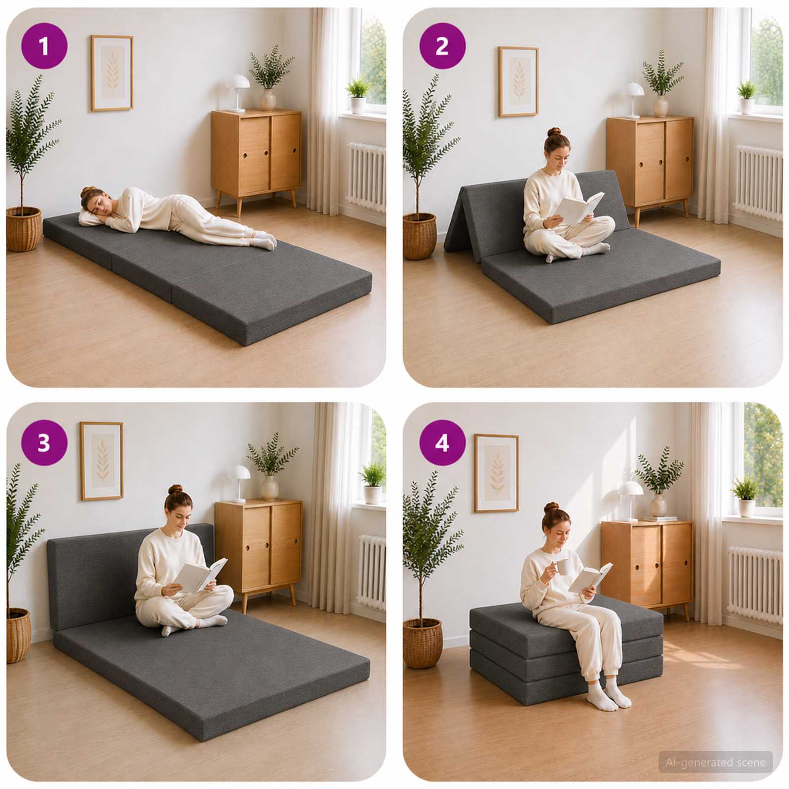 Sofa na razvlačenje 100 x 67 x 45 cm Tamnosiva