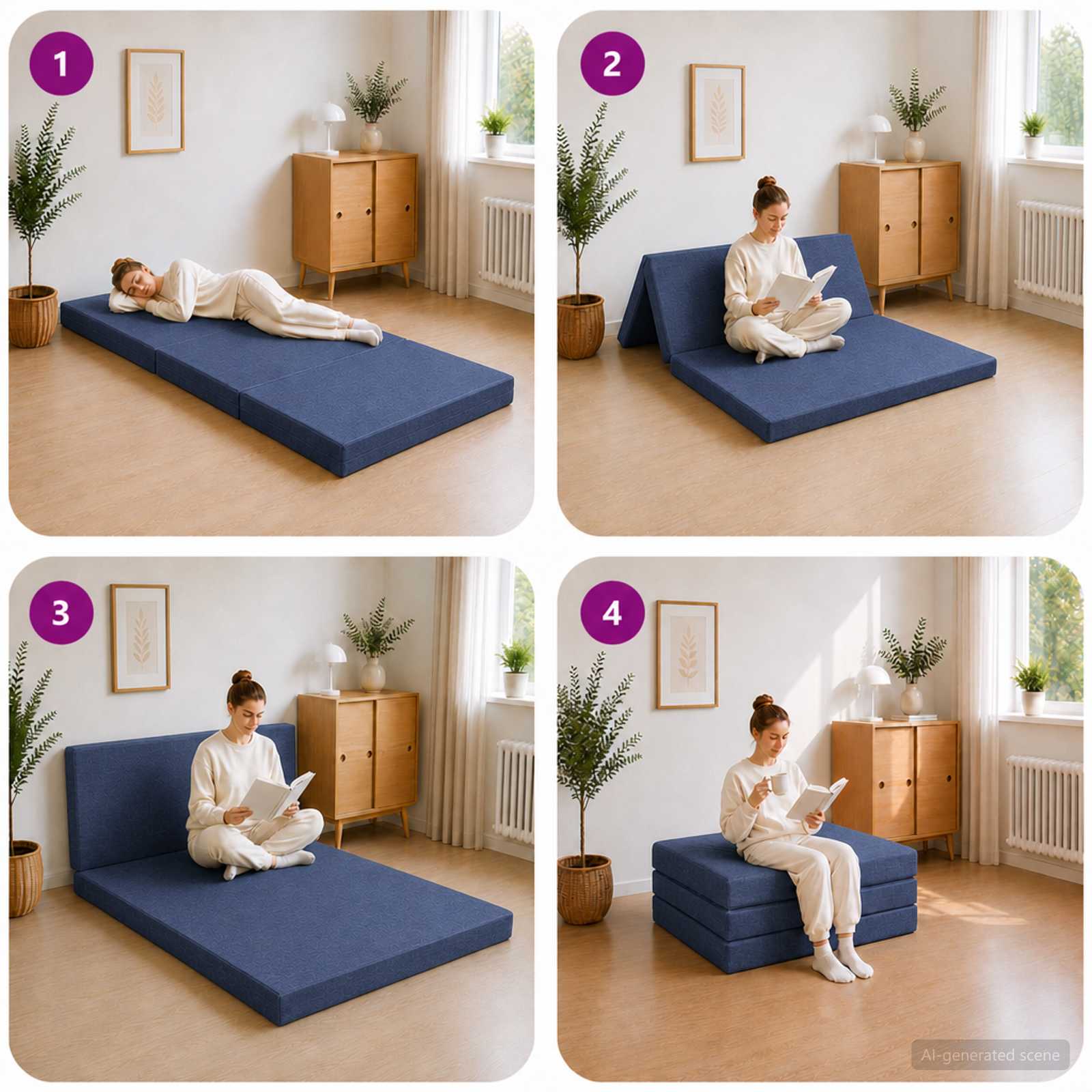 Sofa na razvlačenje 100 x 67 x 45 cm Plava