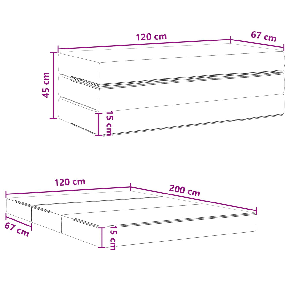 Sofa na razvlačenje 120 x 67 x 45 cm Tamnosiva