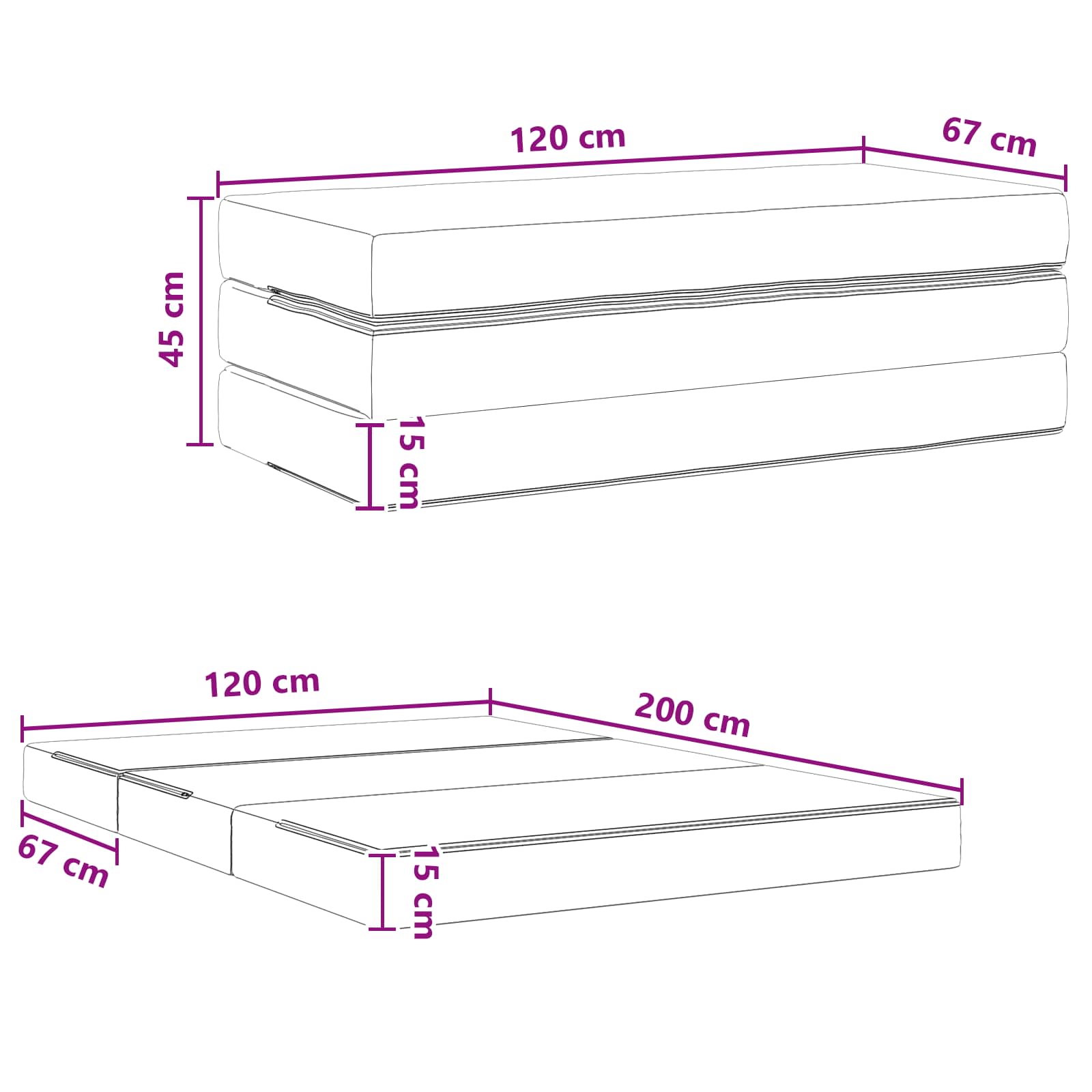 Sofa na razvlačenje 120 x 67 x 45 cm Tamnozelena