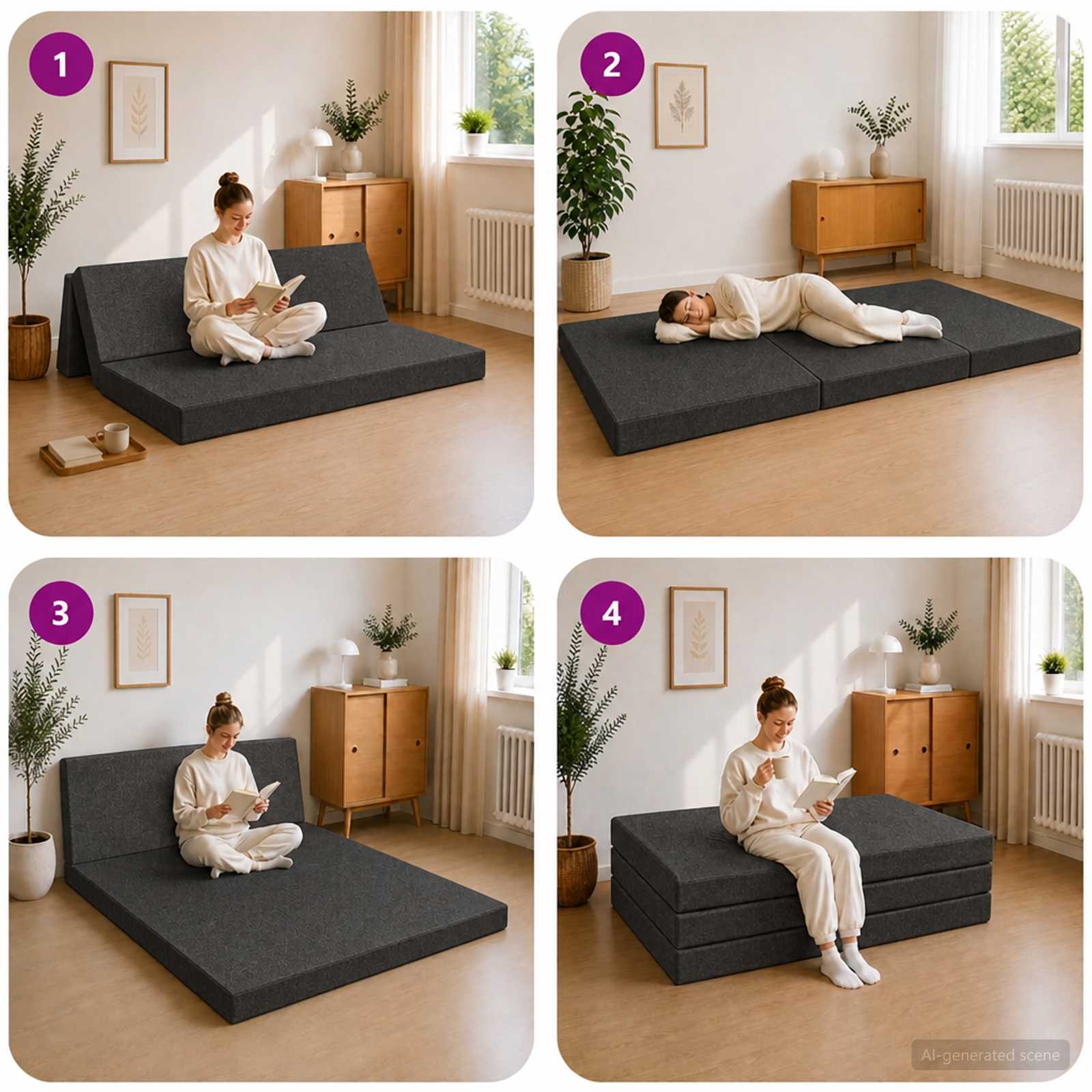 Sofa na razvlačenje 140 x 67 x 45 cm Tamnosiva