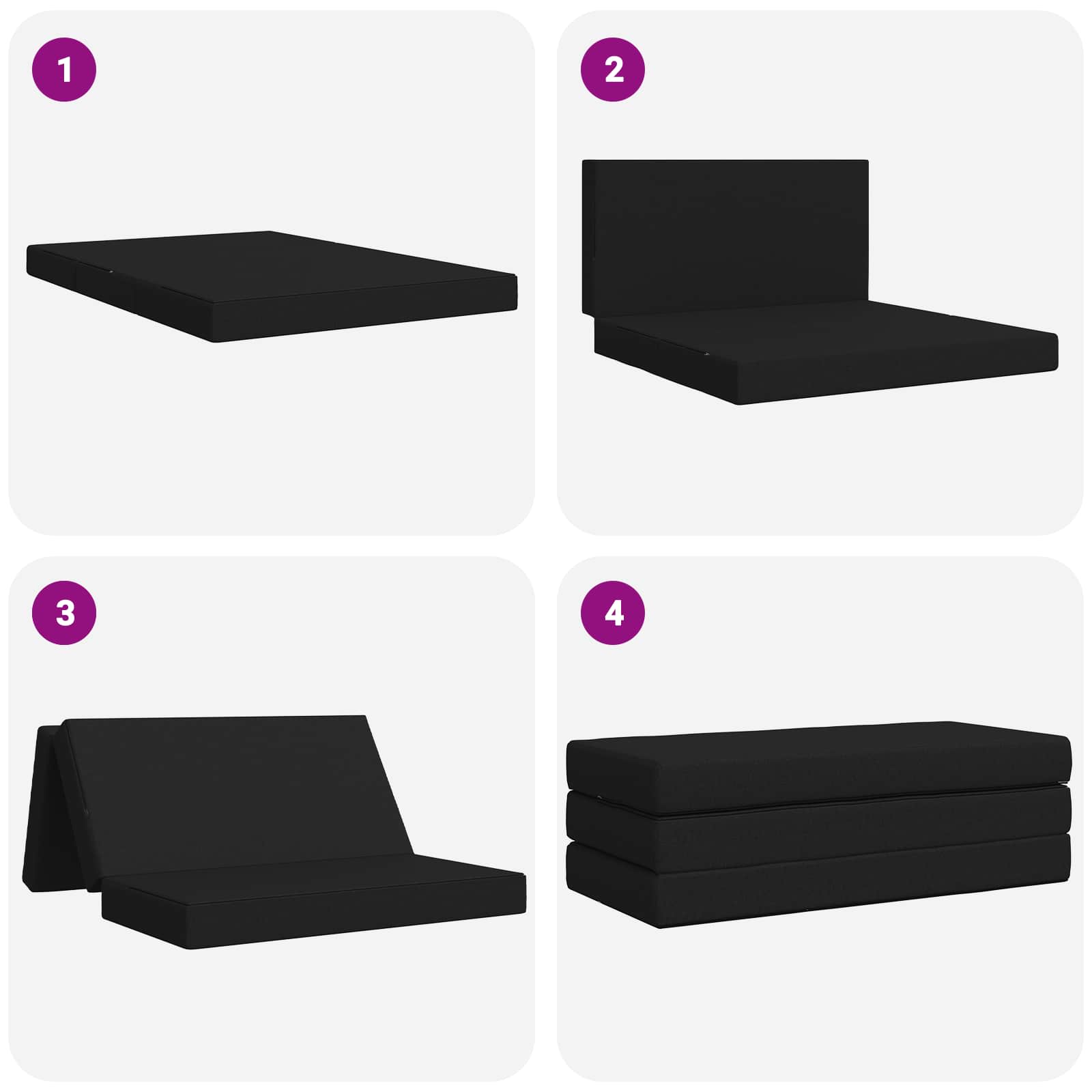 Sofa na razvlačenje 140 x 67 x 45 cm Crna