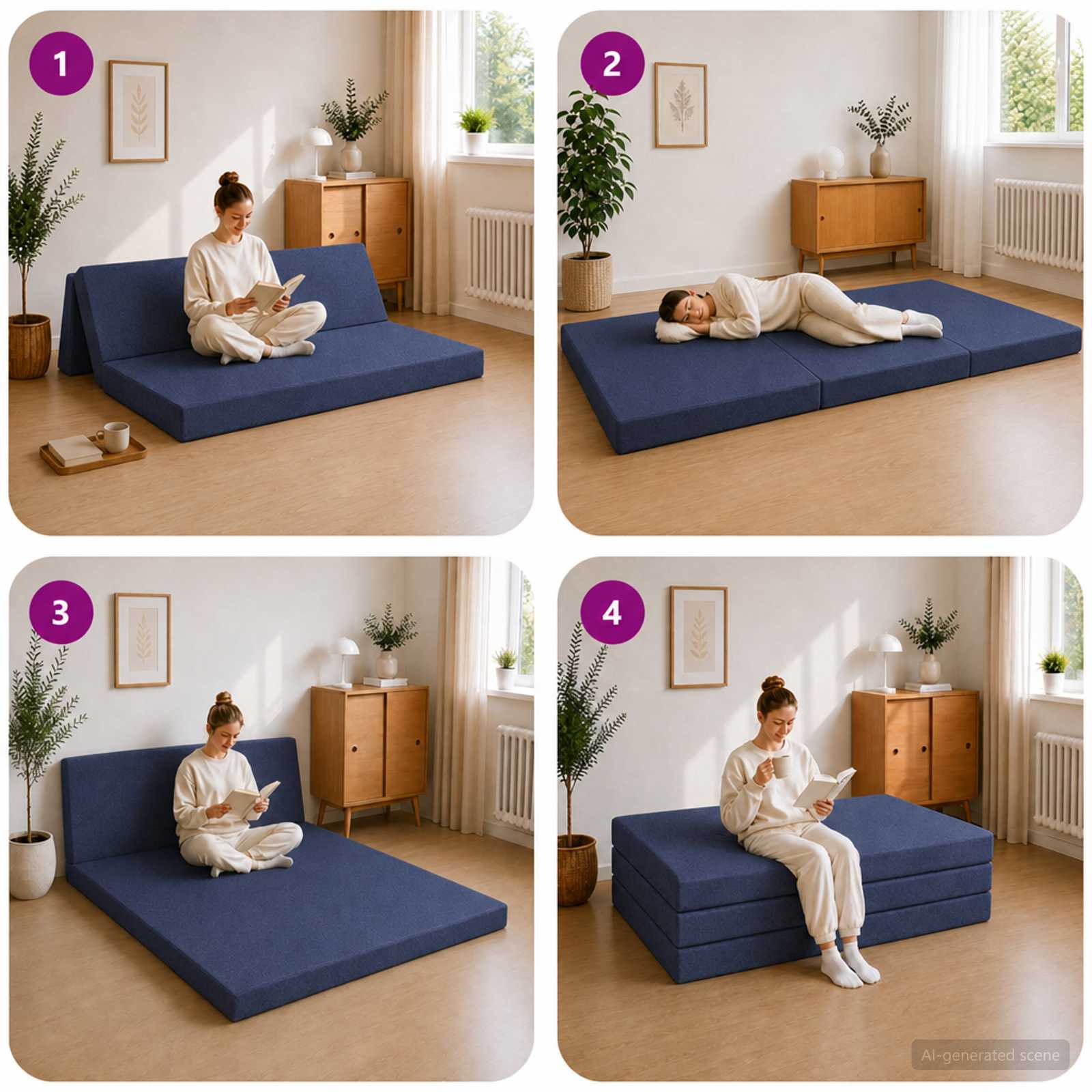 Sofa na razvlačenje 140 x 67 x 45 cm Plava