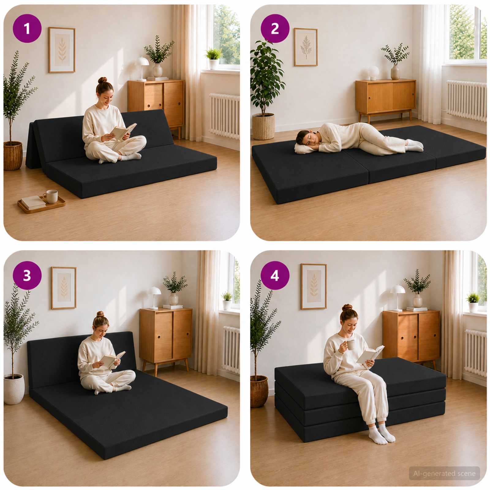 Sofa na razvlačenje 160 x 67 x 45 cm Crna