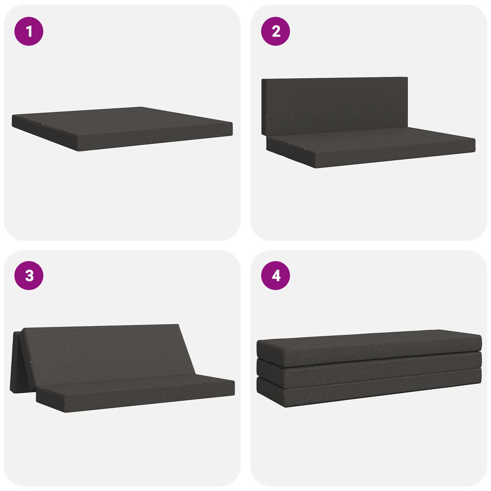 Sofa na razvlačenje 180 x 67 x 45 cm Tamnosiva