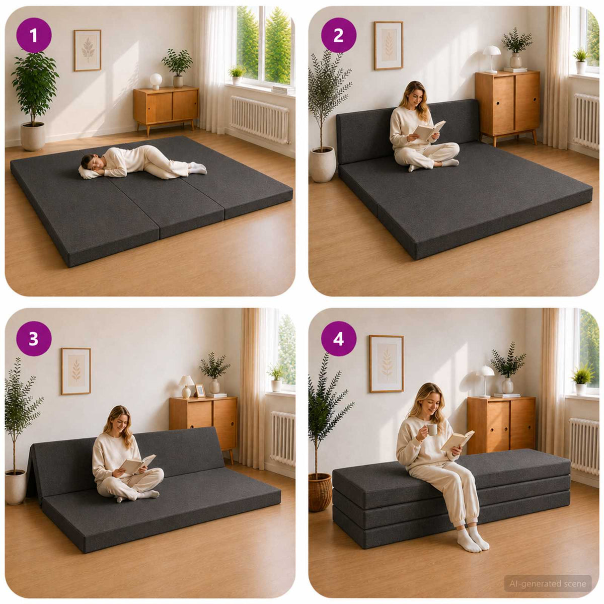 Sofa na razvlačenje 180 x 67 x 45 cm Tamnosiva