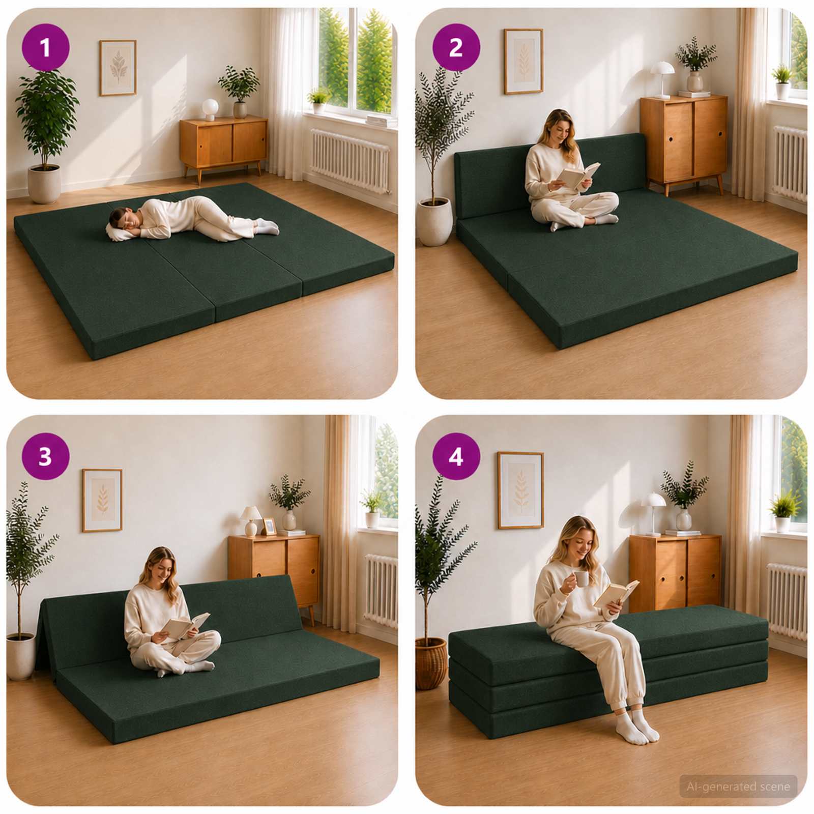 Sofa na razvlačenje 180 x 67 x 45 cm Tamnozelena