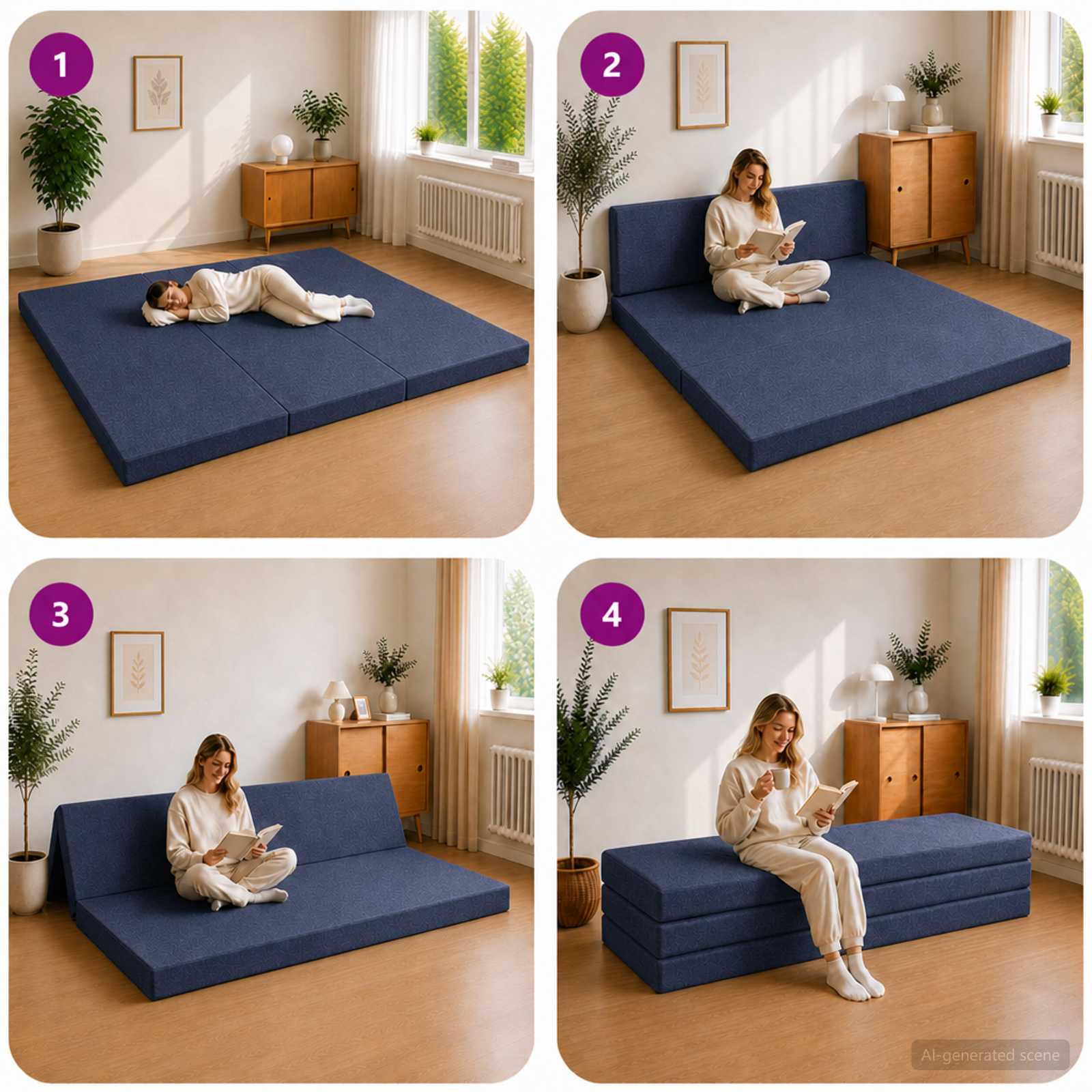 Sofa na razvlačenje 180 x 67 x 45 cm Plava