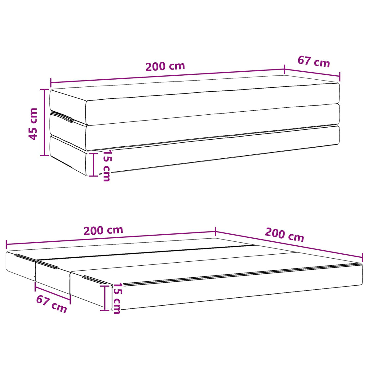 Sofa na razvlačenje 200 x 67 x 45 cm Plava