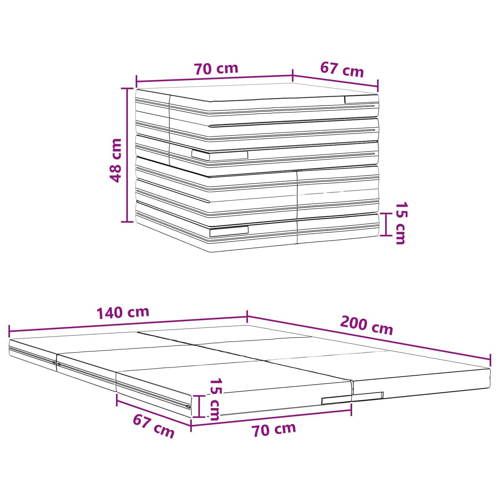 Sofa na razvlačenje 140 x 67 x 45 cm Crna