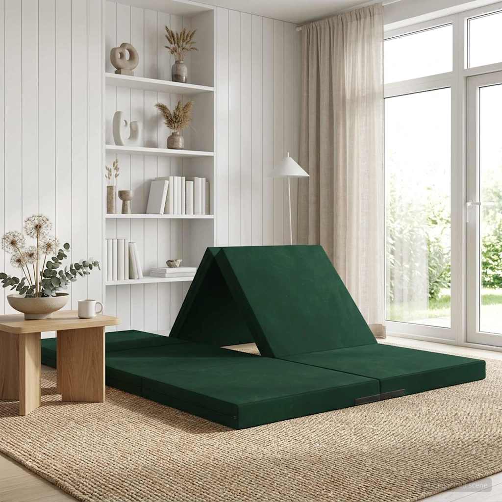 Sofa na razvlačenje 140 x 67 x 15 cm Tamnozelena