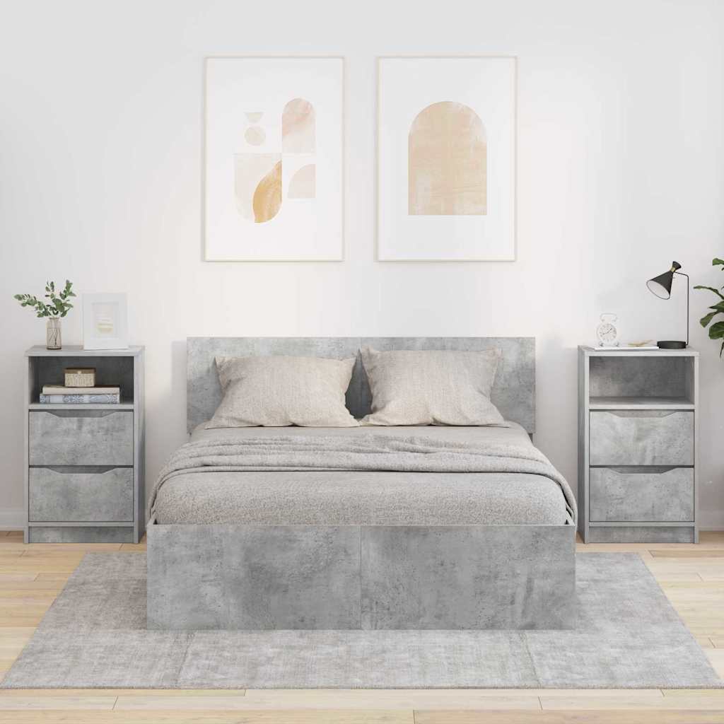 Noćni ormarići s ladicama 2 pcs Betonski sivi 40 x 30 x 467 cm