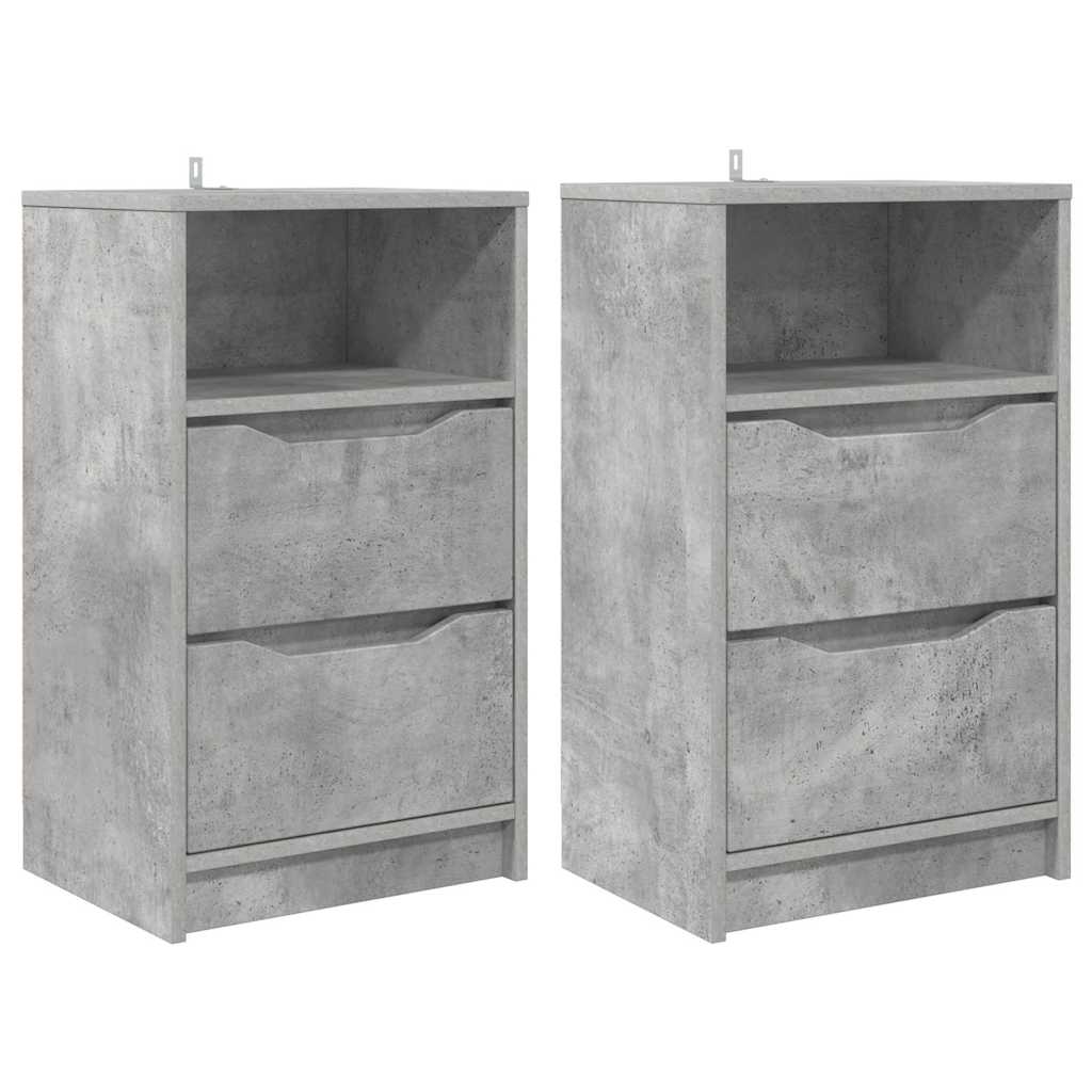 Noćni ormarići s ladicama 2 pcs Betonski sivi 40 x 30 x 467 cm