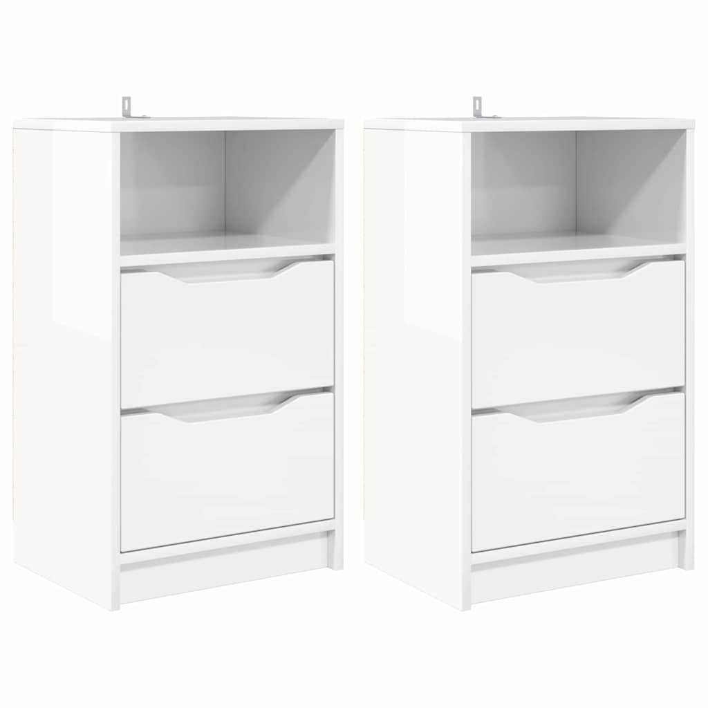 Noćni ormarići 2 pcs Visoki sjaj bijela 40 x 30 x 467 cm