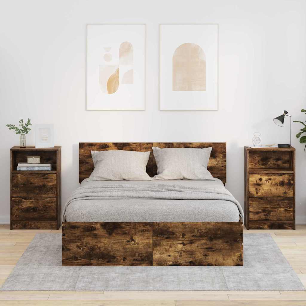Noćni ormarići s ladicama 2 pcs Dimljeni hrast 40 x 30 x 467 cm