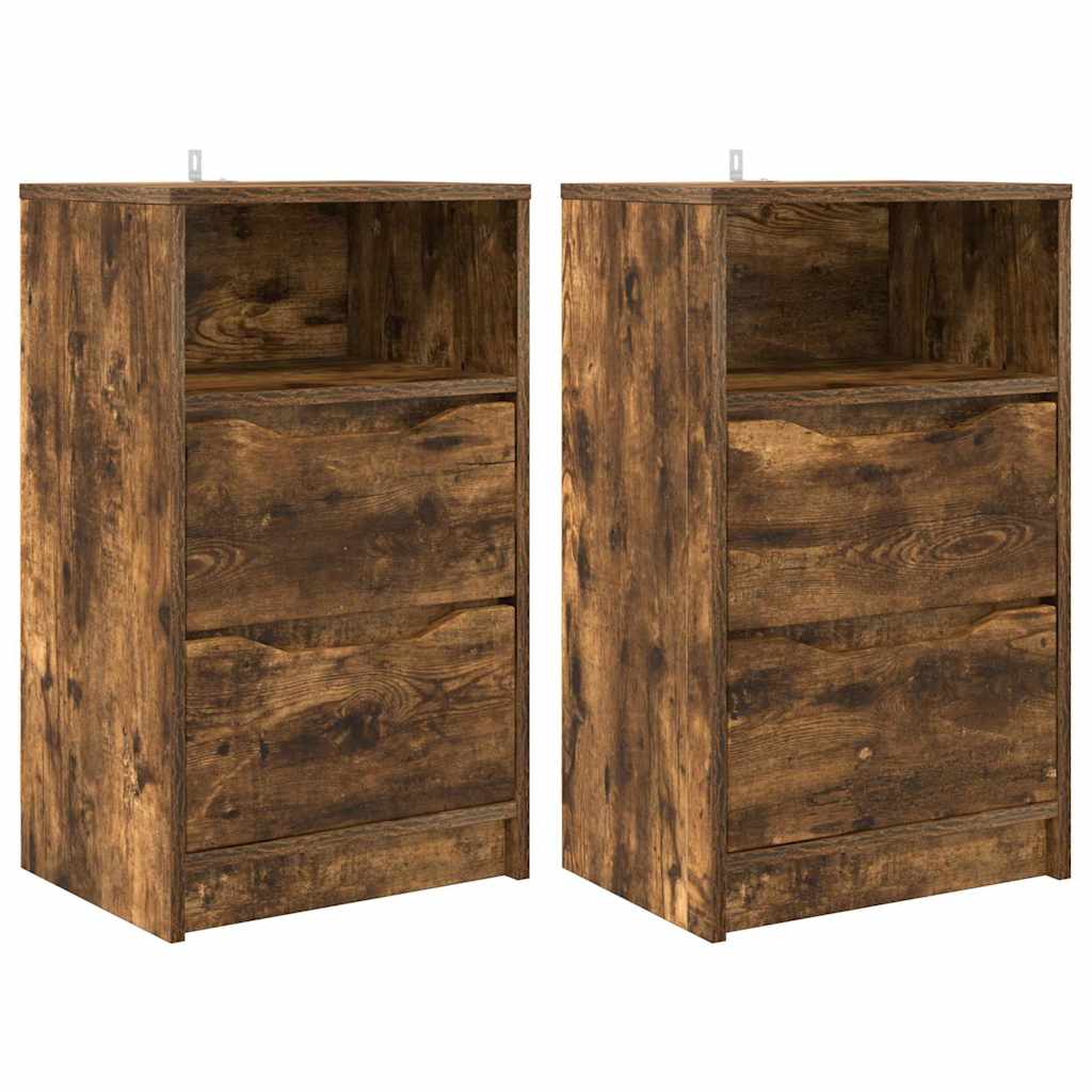 Noćni ormarići s ladicama 2 pcs Dimljeni hrast 40 x 30 x 467 cm