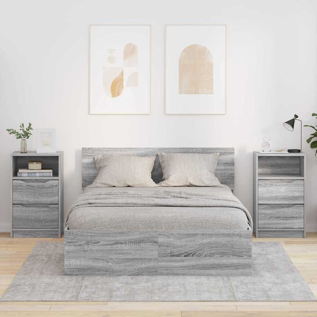 Noćni ormarići s ladicama 2 pcs Siva Sonoma 40 x 30 x 467 cm