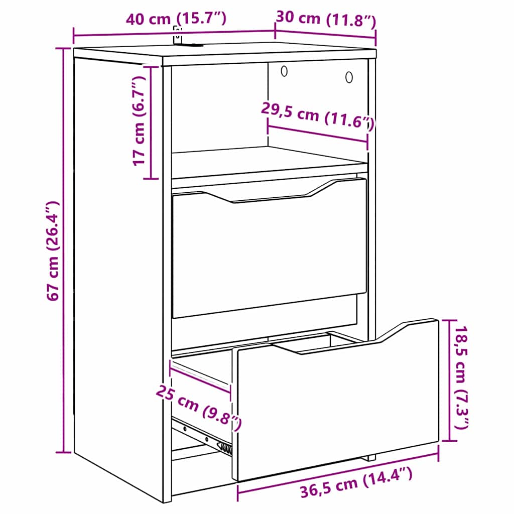 Noćni ormarići s ladicama 2 pcs Siva Sonoma 40 x 30 x 467 cm