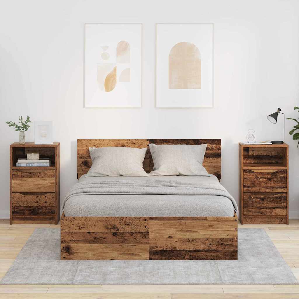 Noćni ormarići s ladicama 2 pcs Staro drvo 40 x 30 x 467 cm