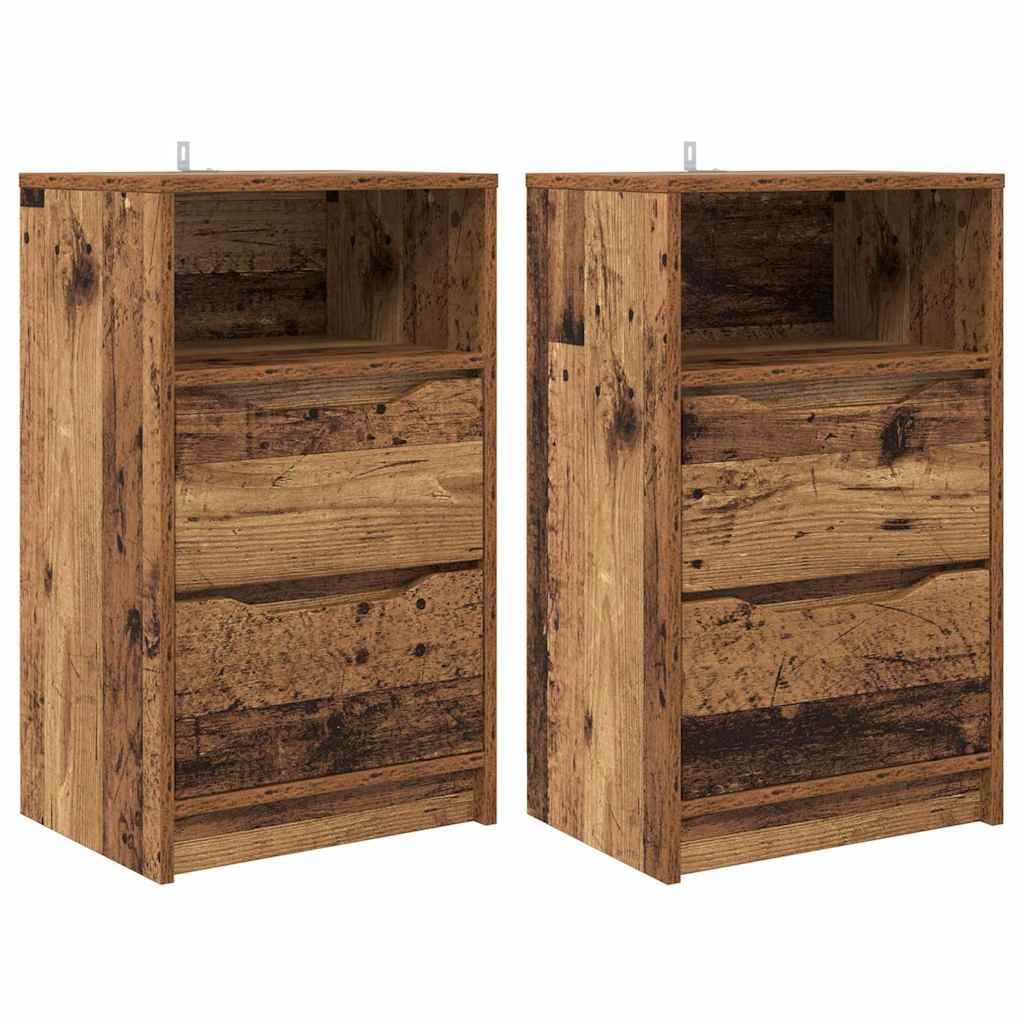 Noćni ormarići s ladicama 2 pcs Staro drvo 40 x 30 x 467 cm