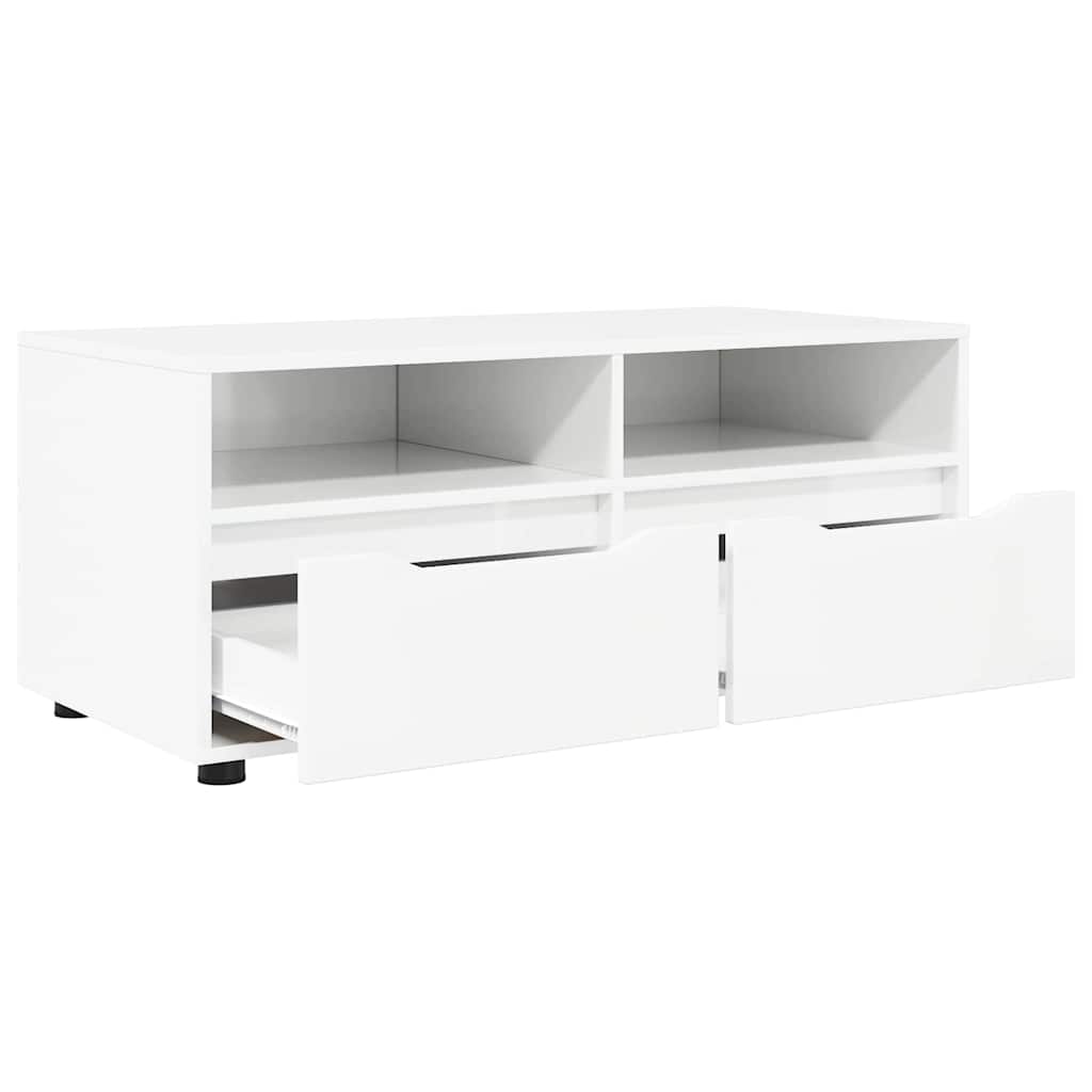TV ormar Visoki sjaj bijela 100 x 48 x 43 cm Konstruirano drvo