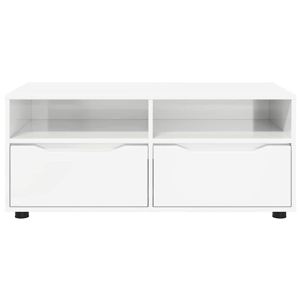 TV ormar Visoki sjaj bijela 100 x 48 x 43 cm Konstruirano drvo