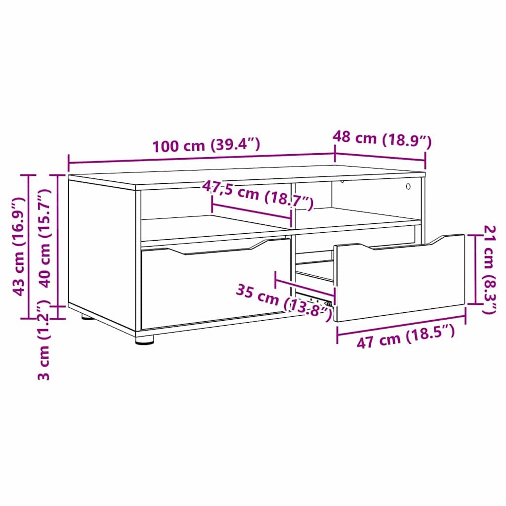 TV ormar Staro drvo 100 x 48 x 43 cm Konstruirano drvo
