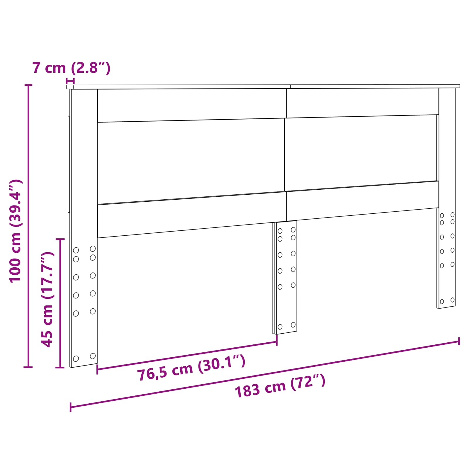 Uzglavlje s uzglavljem Staro drvo 180 cm Konstruirano drvo