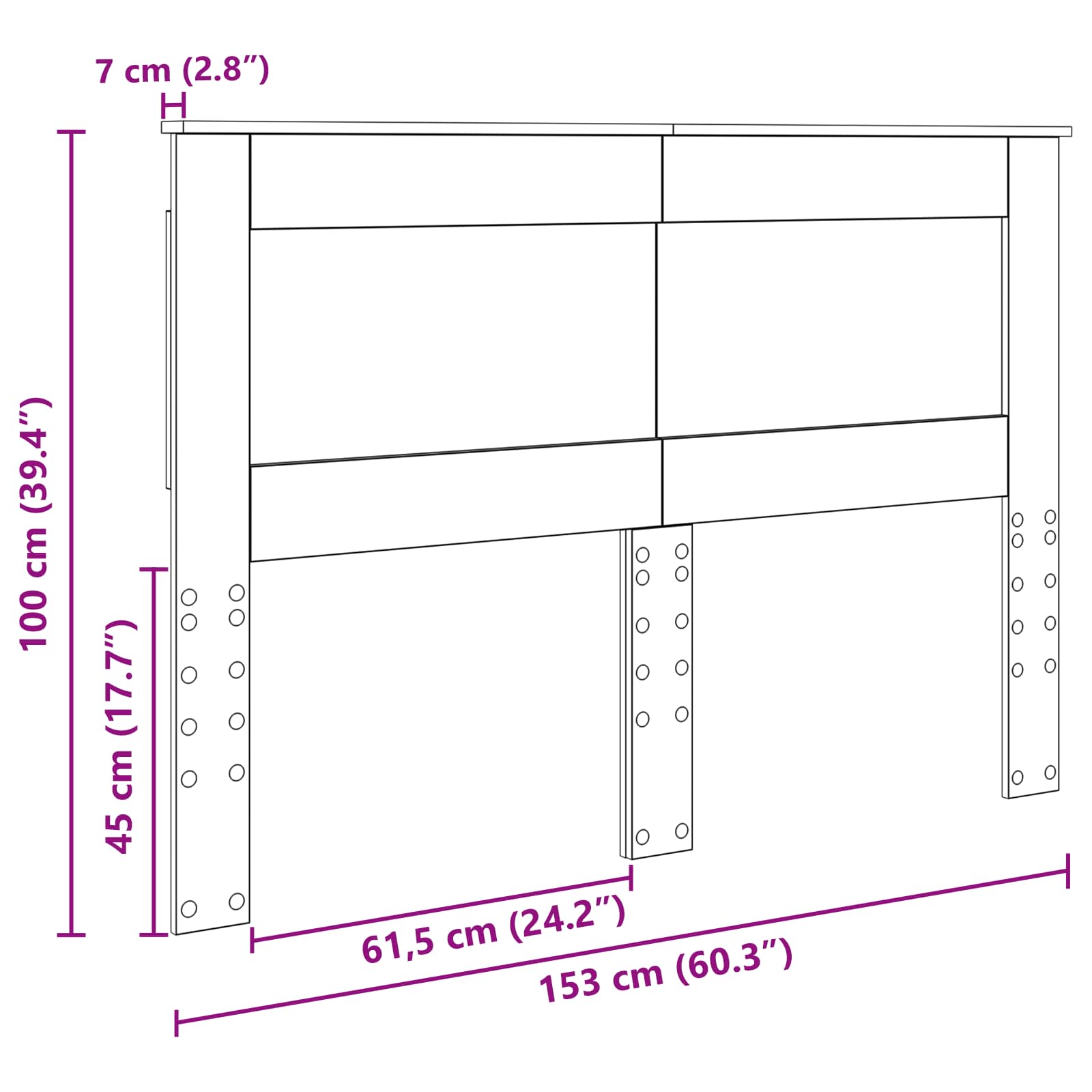 Uzglavlje s uzglavljem Staro drvo 150 cm Konstruirano drvo