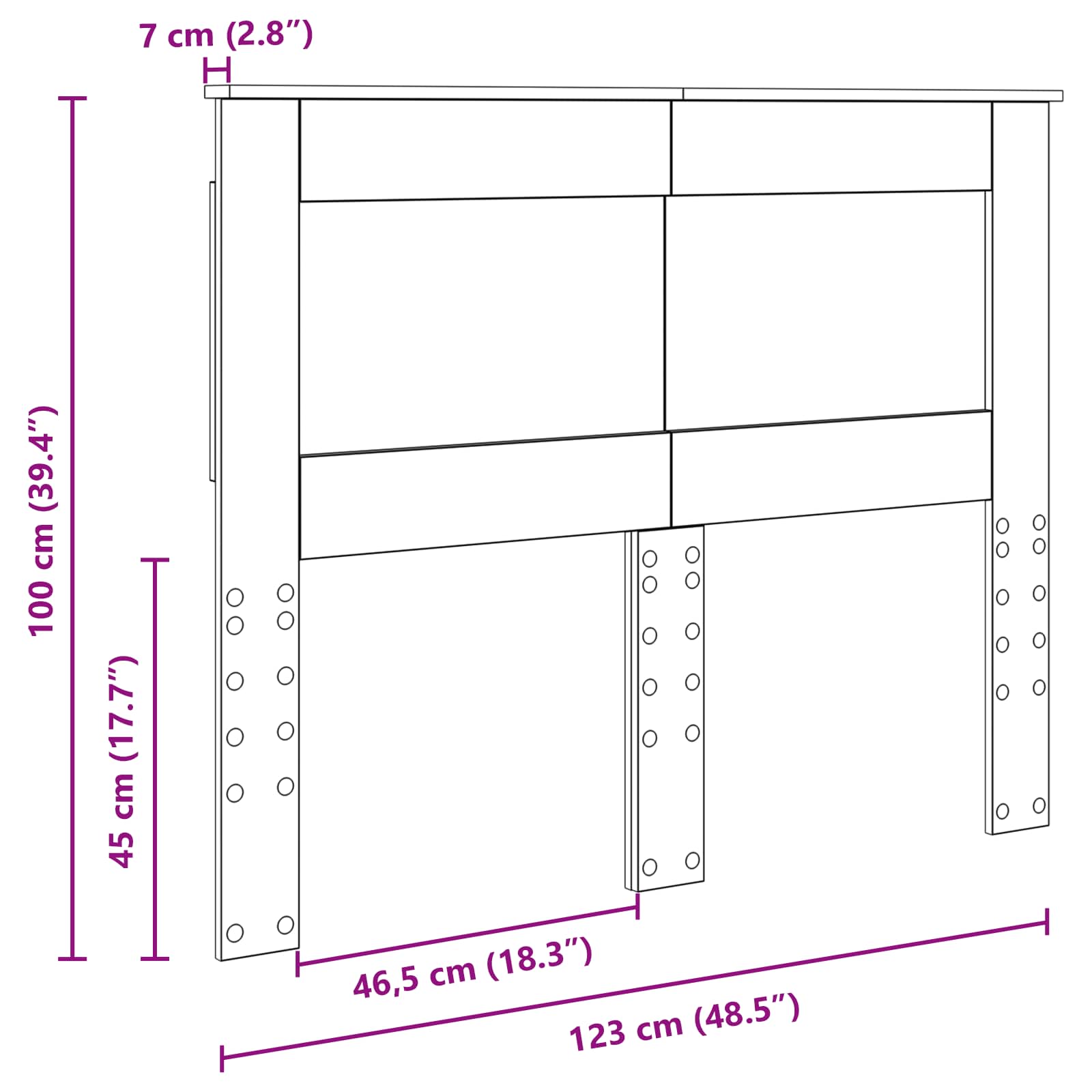 Uzglavlje s uzglavljem Betonski sivi 120 cm Konstruirano drvo