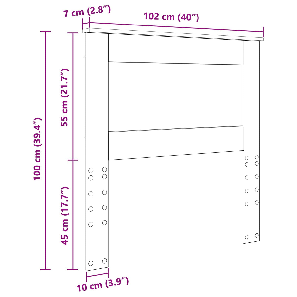Uzglavlje s uzglavljem Crni hrast 100 cm Konstruirano drvo