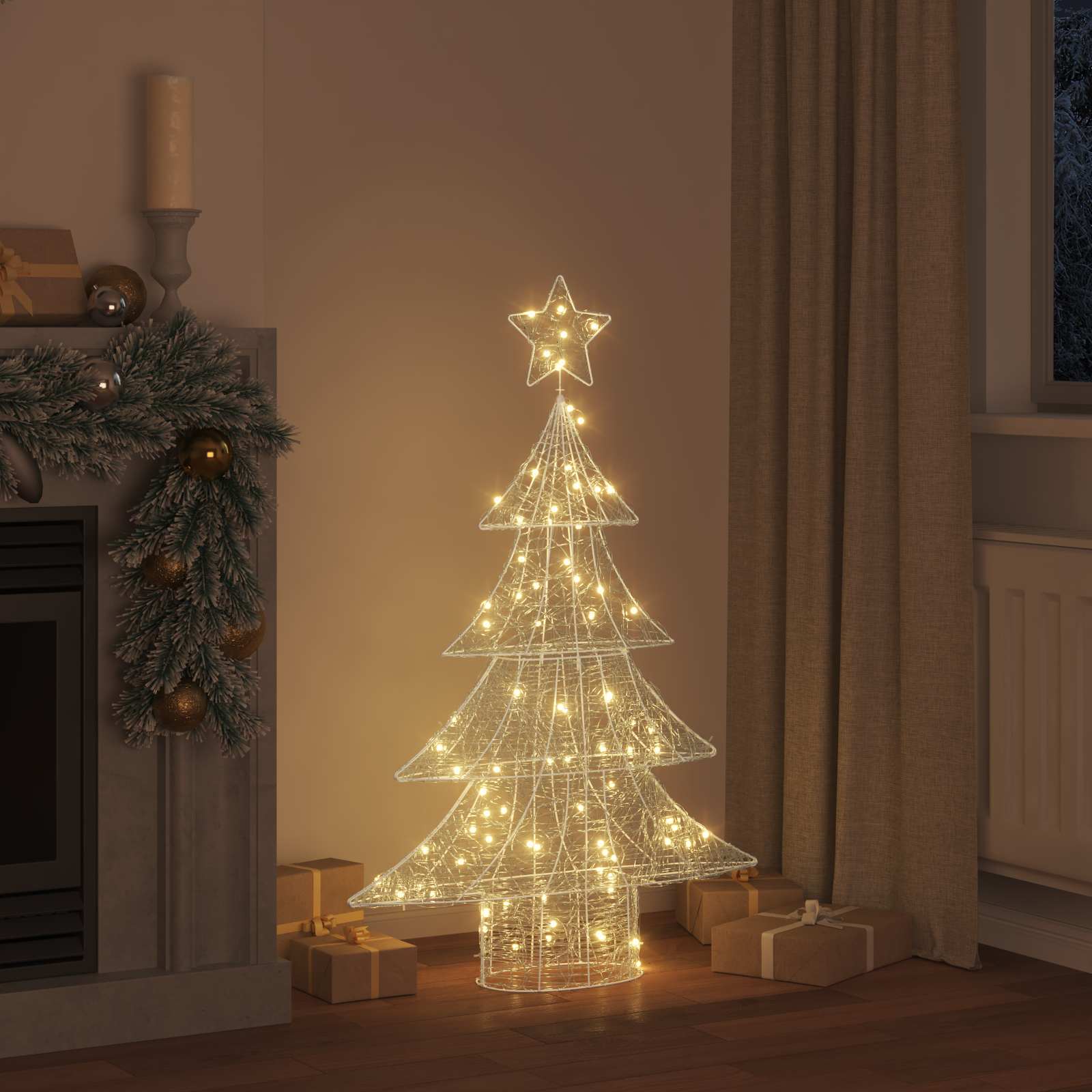 Božićno drvce s 100 LED svjetlima Topla bijela 120 cm Akril