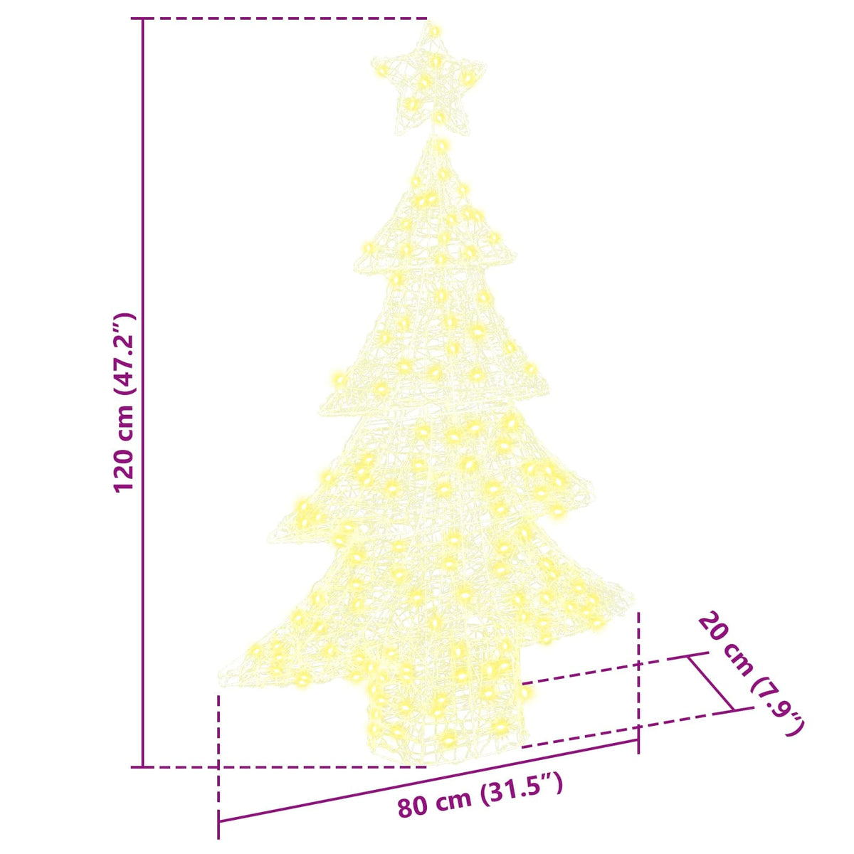 Božićno drvce s 100 LED svjetlima Topla bijela 120 cm Akril