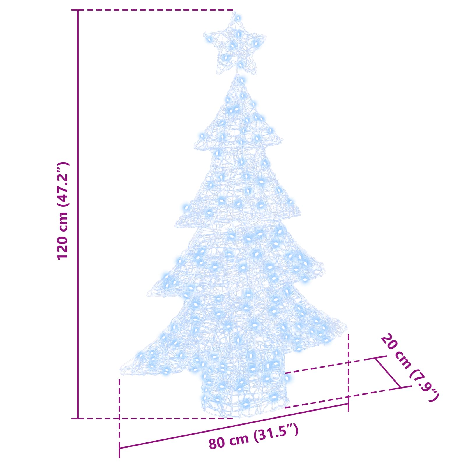 Božićno drvce s 100 LED svjetlima Hladna bijela 120 cm Akril