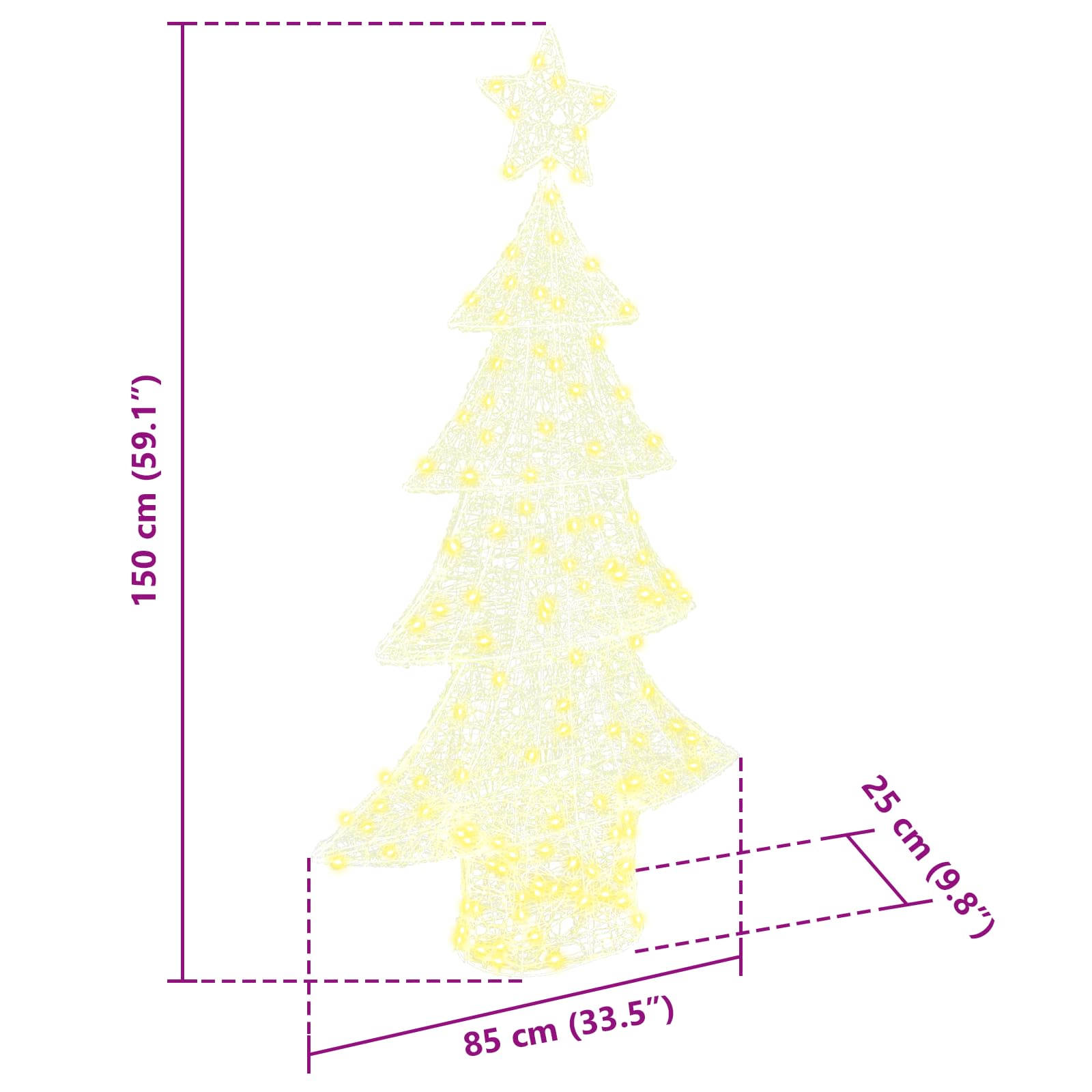 Božićno drvce s 160 LED svjetlima Topla bijela 150 cm Akril