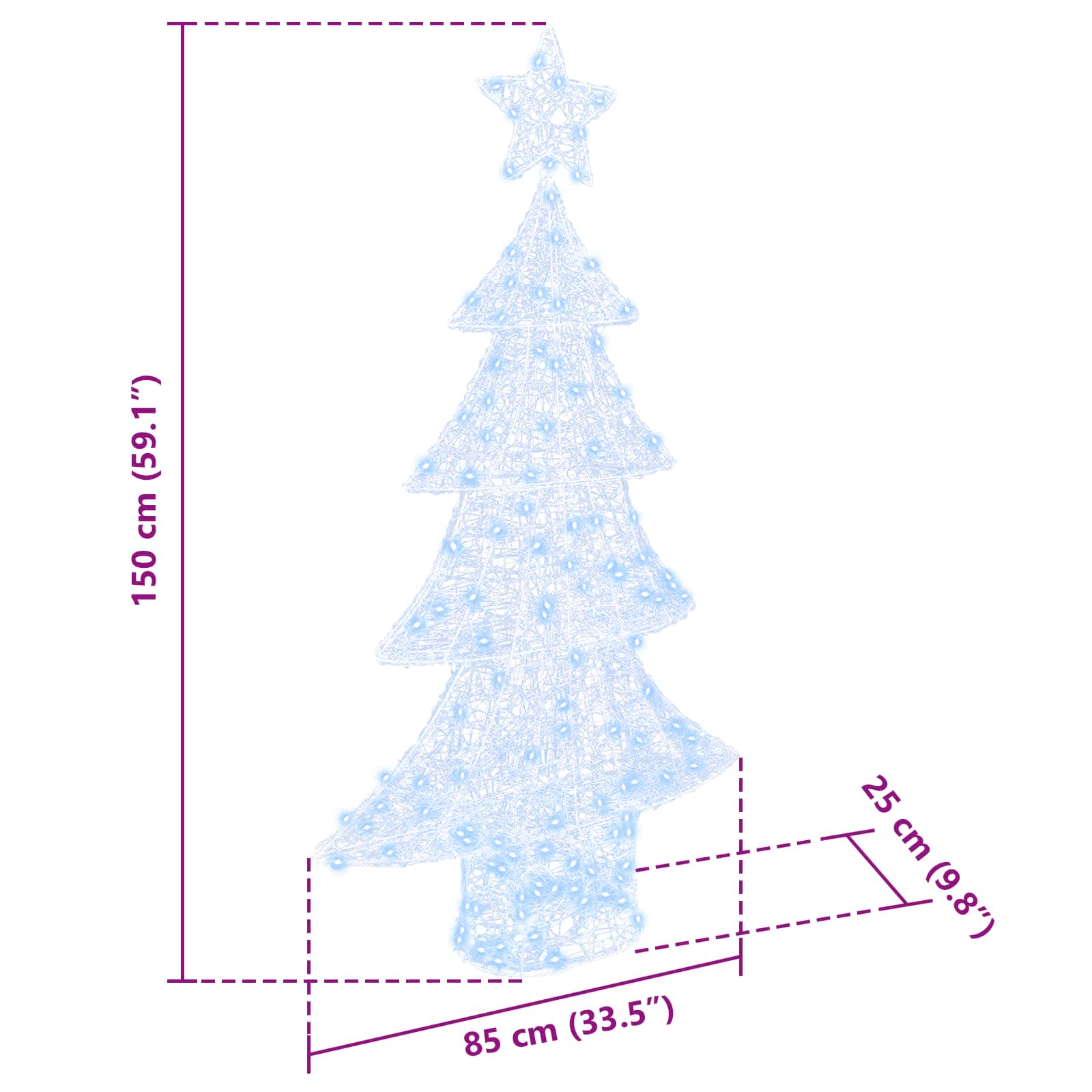 Božićno drvce s 160 LED svjetlima Hladna bijela 150 cm Akril