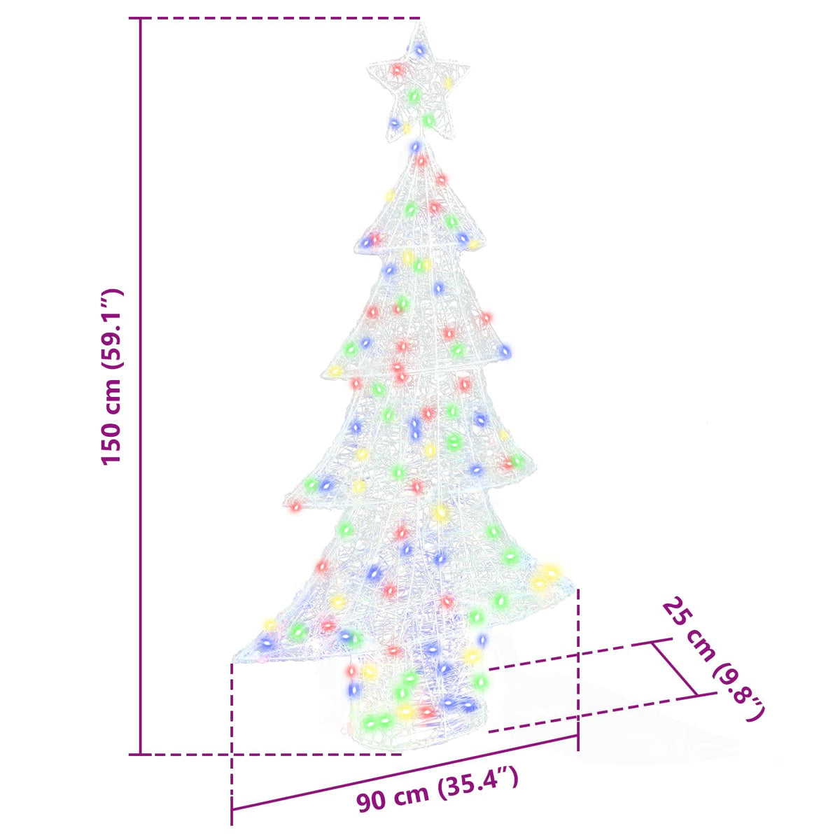 Božićno drvce s 160 LED svjetlima Šareni 150 cm Akril