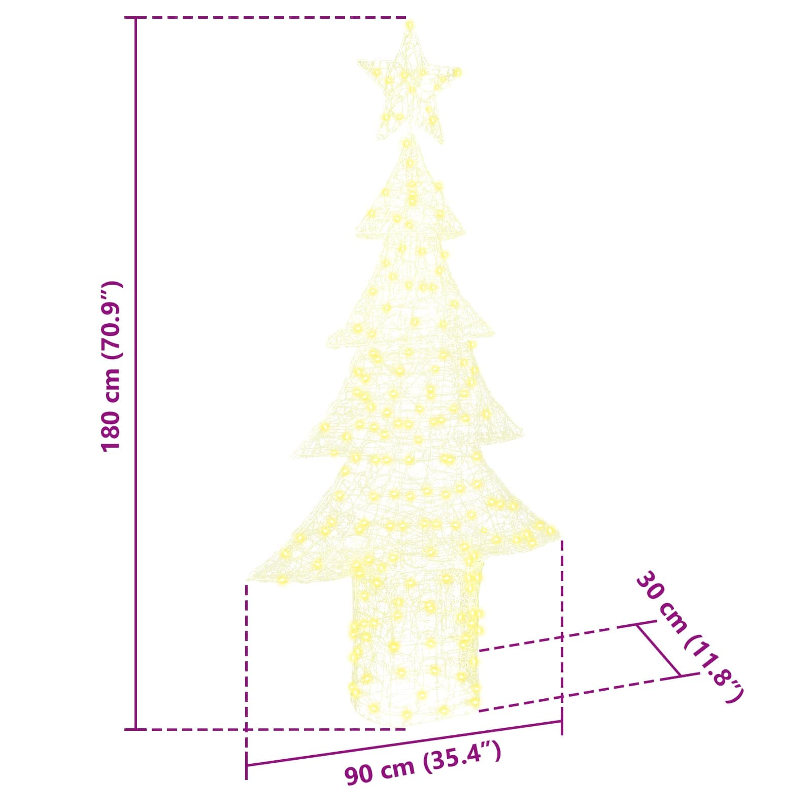 Božićno drvce s 240 LED svjetlima Topla bijela 150 cm Akril